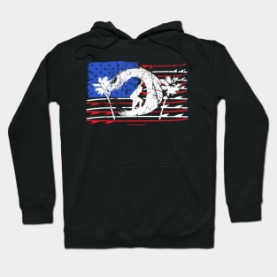 Surfing American Flag Surfboard Design Hoodie